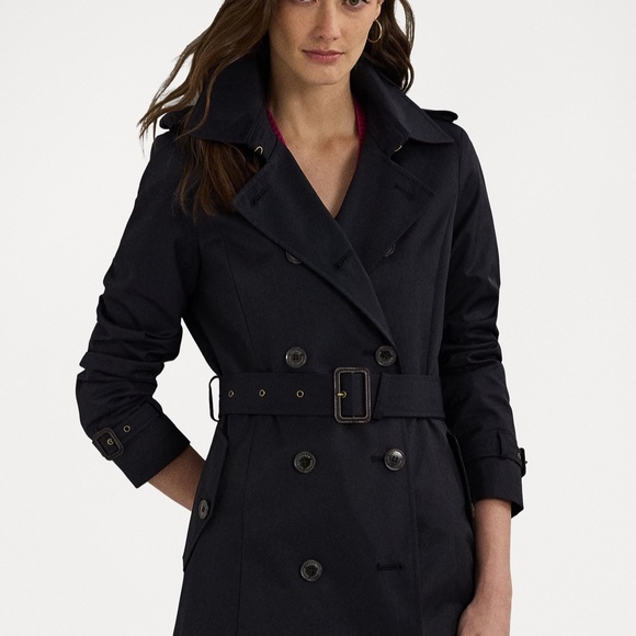 Lauren Ralph Lauren Double Breasted Belted Trench Coat missing the belt - Picture 3 of 15